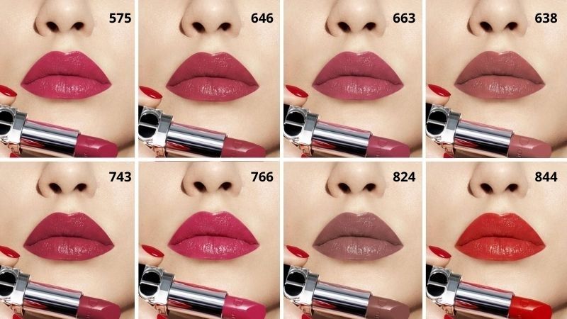 Bảng màu son Dior Rouge Lipstick dòng Satin lên màu cực chuẩn 