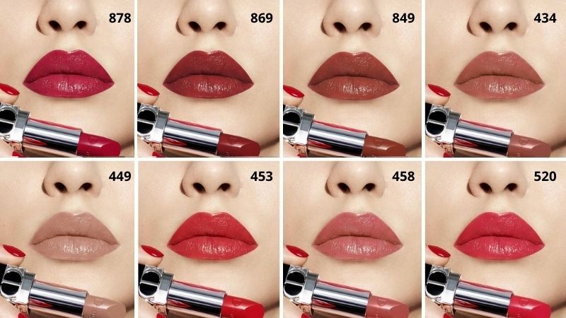 Bảng màu son Dior Rouge Lipstick dòng Satin siêu mượt 