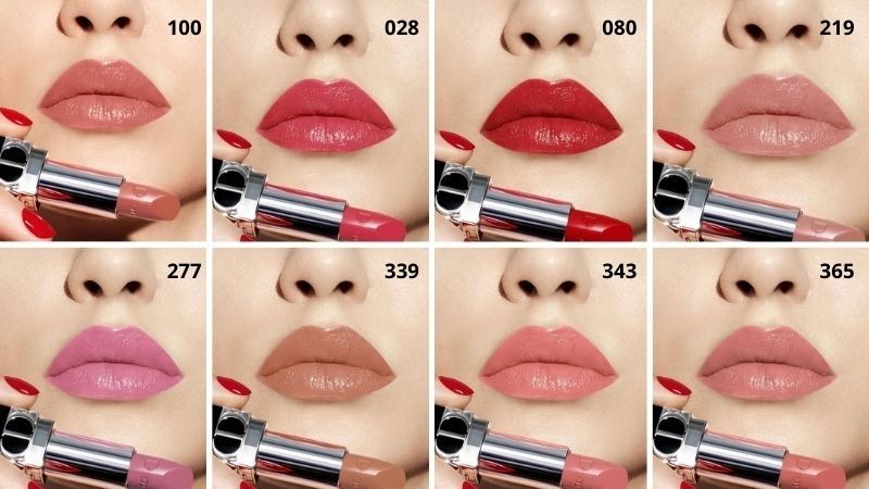 Bảng màu son Dior Rouge Lipstick dòng Satin 