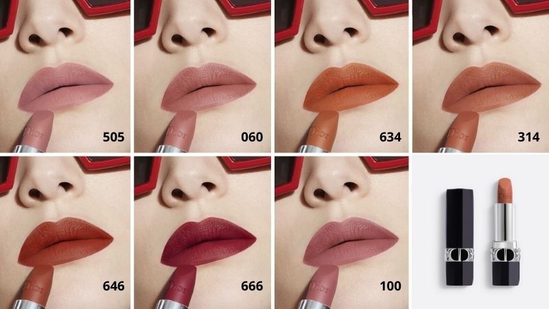 Bảng màu son Dior Rouge dòng Matte