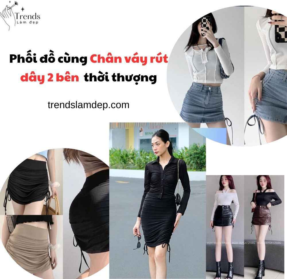 Chân váy rút 2 bên phối