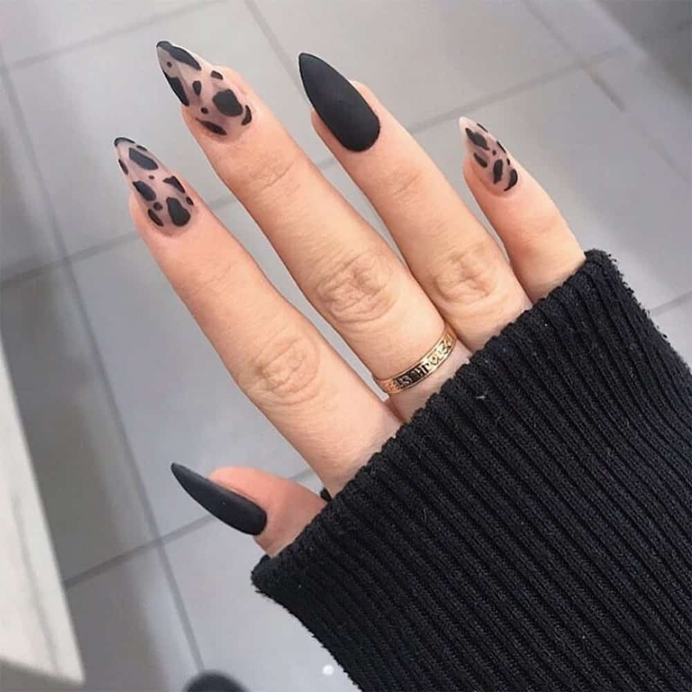 Mẫu nail da beo Kết Hợp Màu Matte