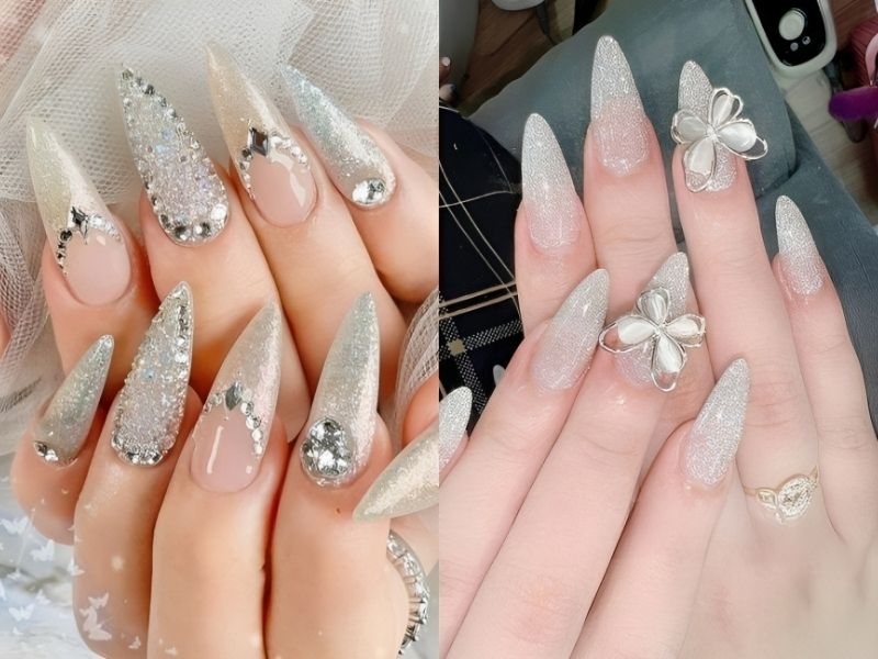 Mẫu nail nhọn kim tuyến