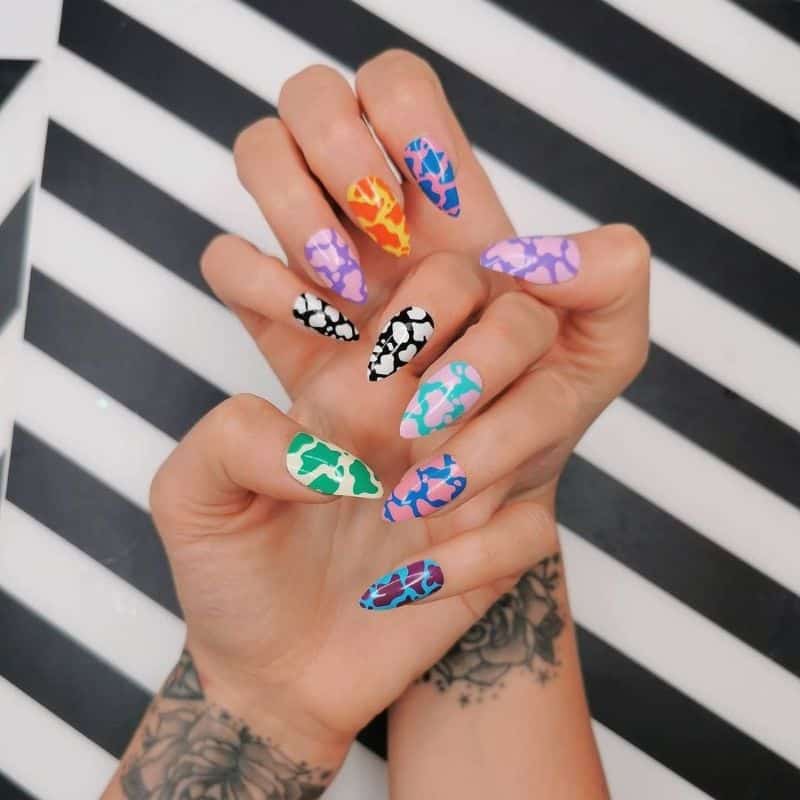 mẫu nail đắp bột hoạ tiết sáng tạo