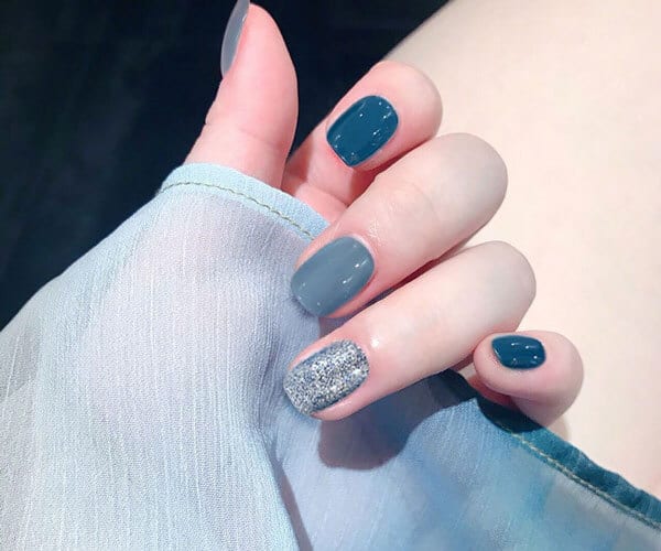 Mẫu nail màu xanh cổ vịt đẹp