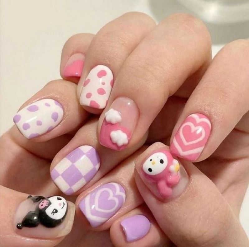 Sự độc đáo và phá cách của nail ấn tượng với hoạ tiết hoạt hình được gắn lên 