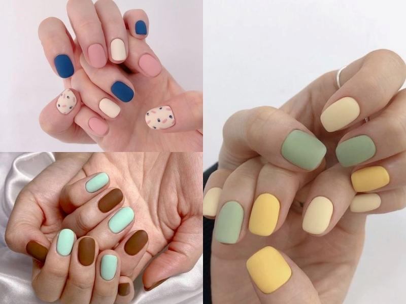 Sự độc đáo đến từ mẫu nail trơn nhiều màu là điểm nhấn hoàn hảo