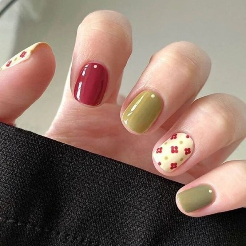 mẫu nail hoa đơn giản xinh xắn 