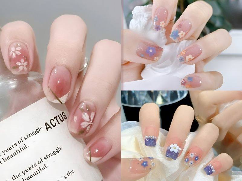 Mẫu nail hoa xinh xắn cho nàng 