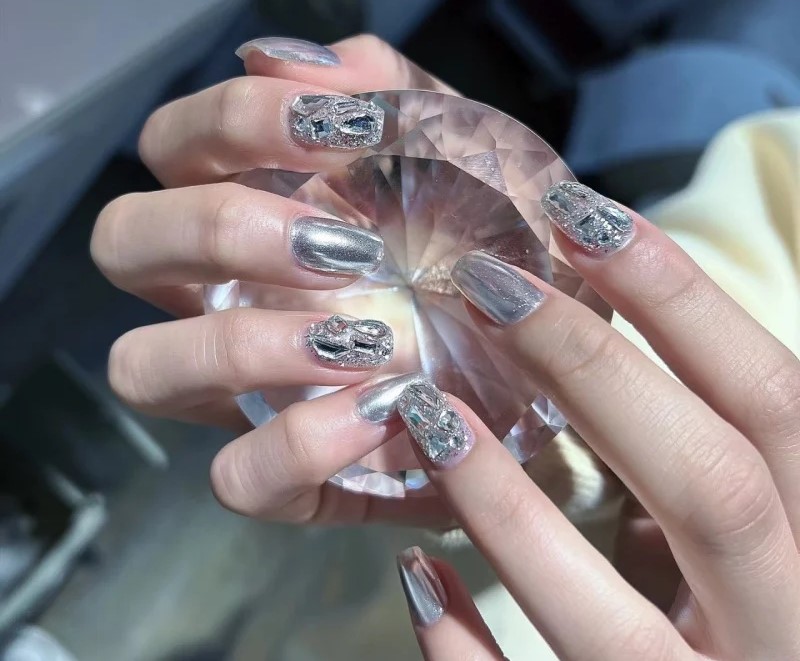 mau nail trang guong dep dinh da