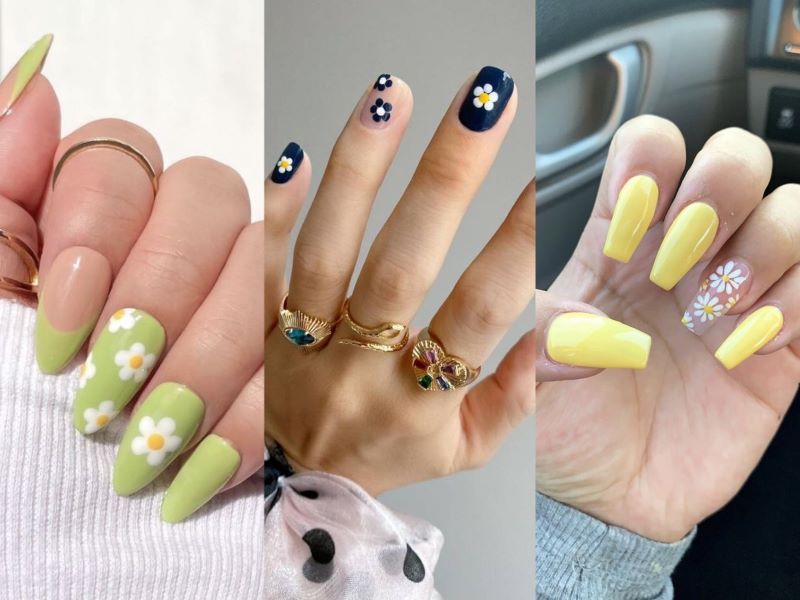 Đơn giản mà điệu đà với mẫu nail hoa đẹp