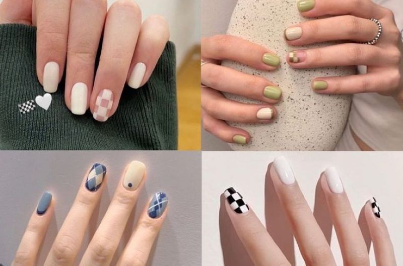 Mẫu nail caro