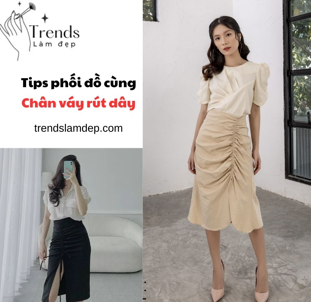 Chân váy rút dây mặc với áo gì? Phối như nào để trông thời trang nhất