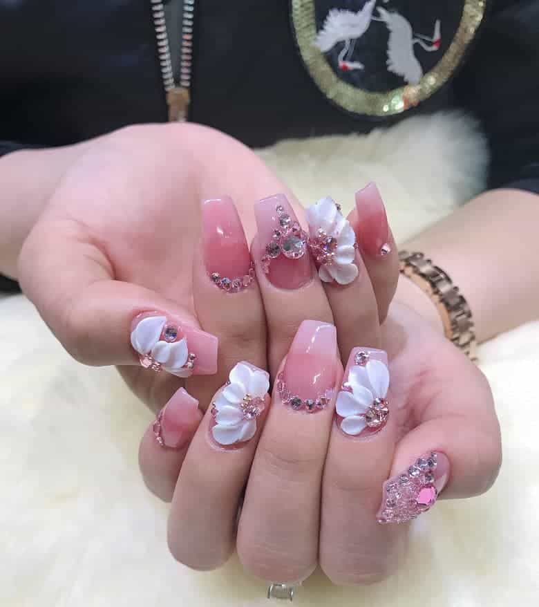 Top 5 mẫu nail đắp hoa bột đơn giản