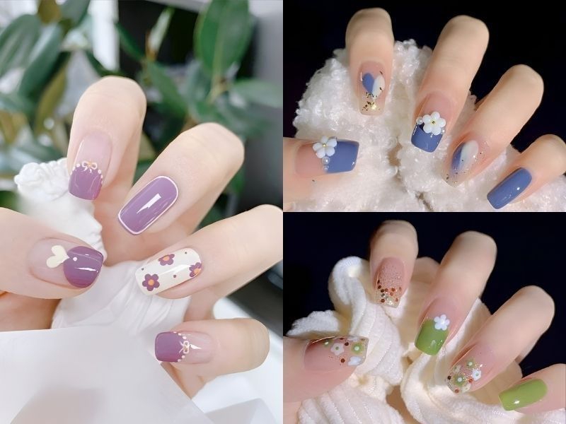 Đơn giản mà cực bắt mắt với mẫu nail vẽ hoa sang trọng