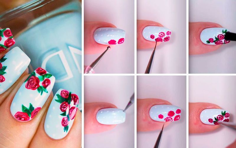 Top mẫu nail hoa hồng cho tay xinh thêm xinh